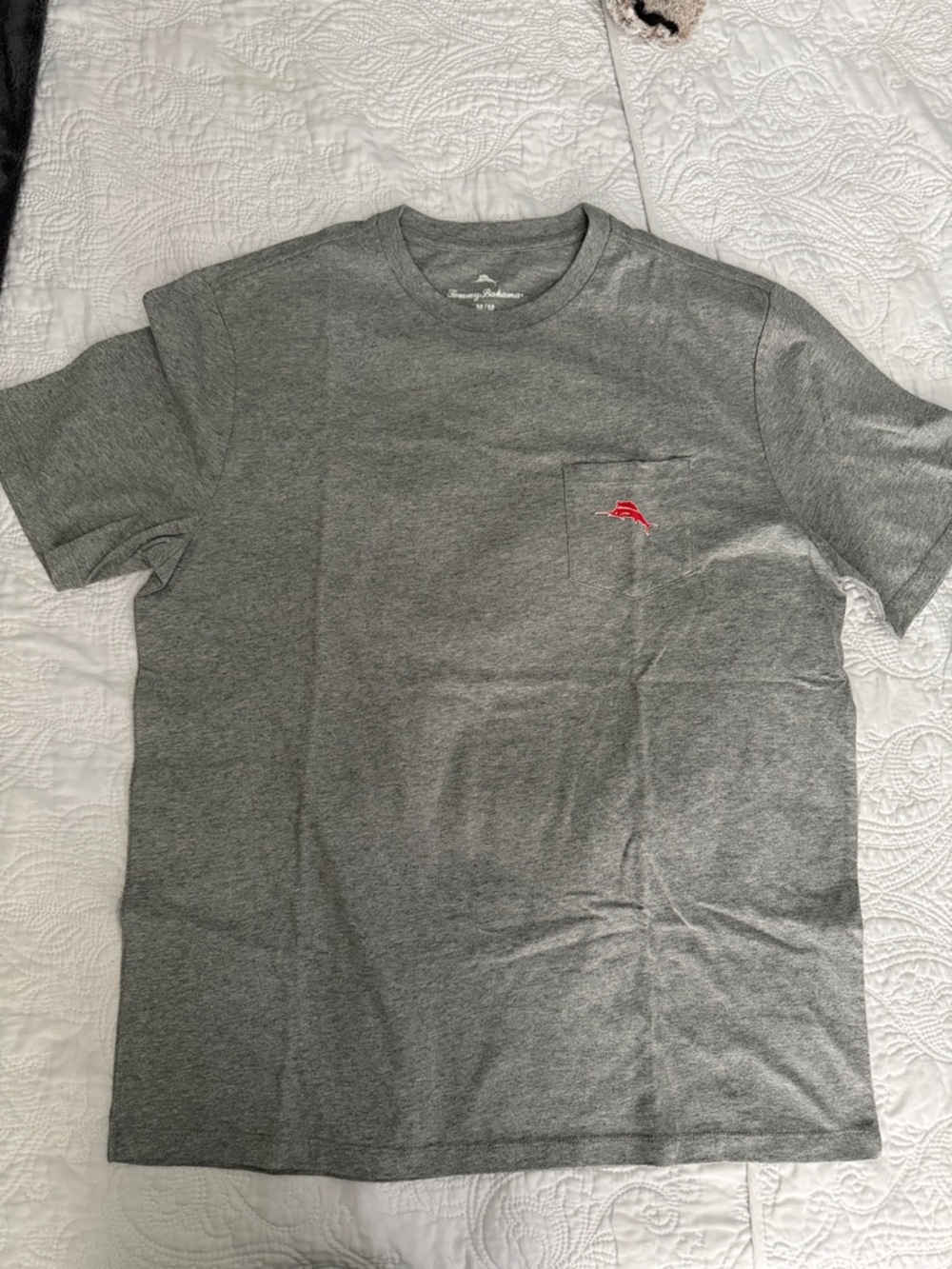 Tommy Bahama Gray Short Sleeve Pocket Tee with Logo. New without tag.